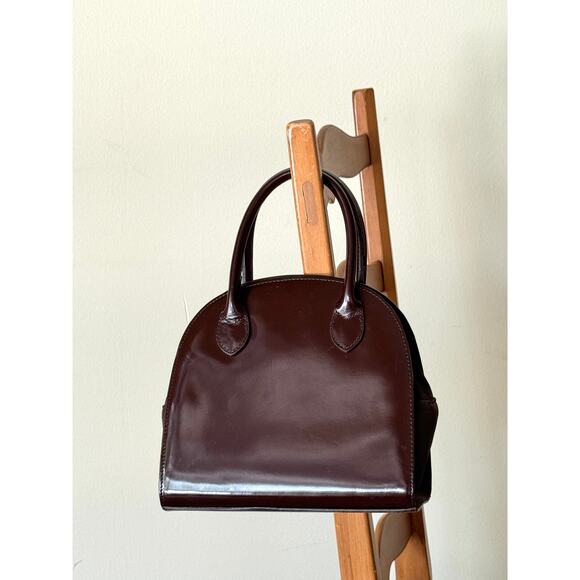 Vintage Liz Claiborne Chocolate Patent Leather Purse 1990s - Picture 2 of 3